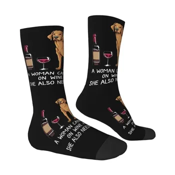 Чорапи с хубав принтом Vizsla с кучето и вино за жени и мъже, стрейчевые летни Есенно-зимни чорапи с мультяшными животни Изображение 2