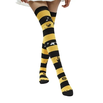 Чорапогащи над коляното, чорапи до бедрото на Хелоуин, на Новост, Чорапи носочные изделия, дълги чорапи с принтом за жени, подаръци за момичета