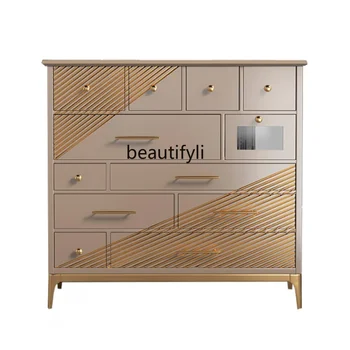 Шкафче в достъпен стил луксозен Модерен минималистичен скрин на Входа шкаф Американски стенен шкаф от масивно дърво