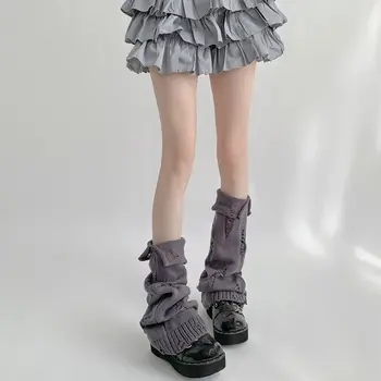 Японски Възли Гети за крака, Нови Гамаши Lolita Girls Y2K, Чорапи ястия, Еластичен Обикновен Калъф за обувки Изображение 2